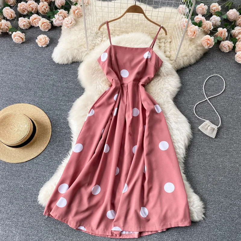 Gaganight женское платье в горошек на тонких бретельках Новинка лета 2022 Корейская