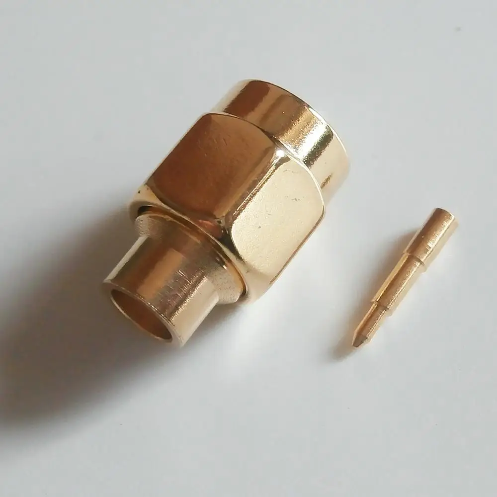 

1X Pcs Connector SMA Male jack Solder for semi-rigid RG402 0.141" cable Nonporous Brass GOLD Plated Straight RF Adapters