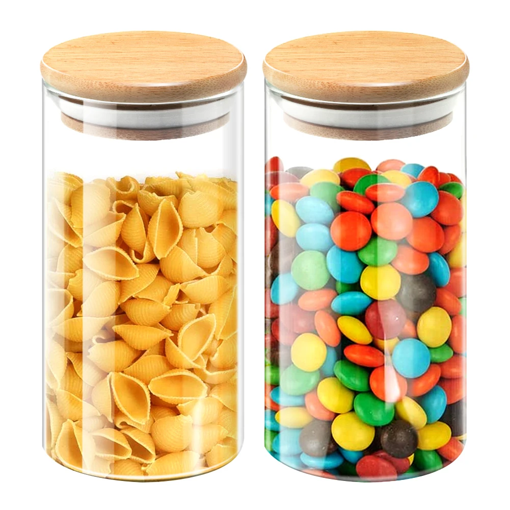 

Storage Tank Food Container Bamboo Covered High Borosilicate Food Sealed Glass Tank Kitchen Miscellaneous Grain organizer