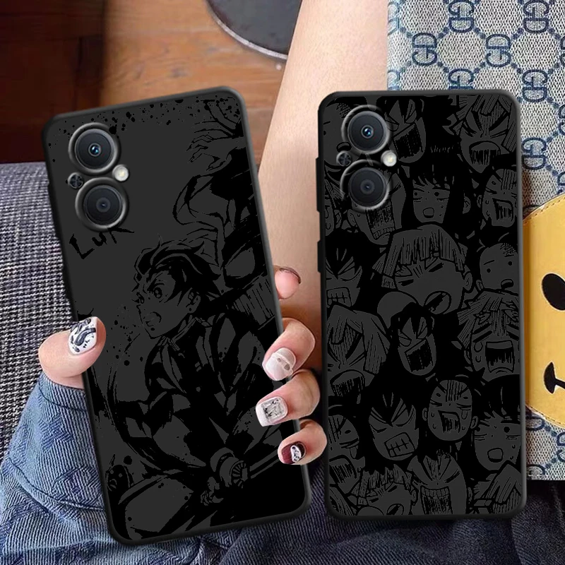 

Anime Funny Demon Slayer Phone Case For OPPO Find X3 X5 Lite Neo Pro Reno 7 6 5 Pro Lite Z A53 S A74 A72 5G Black Cover