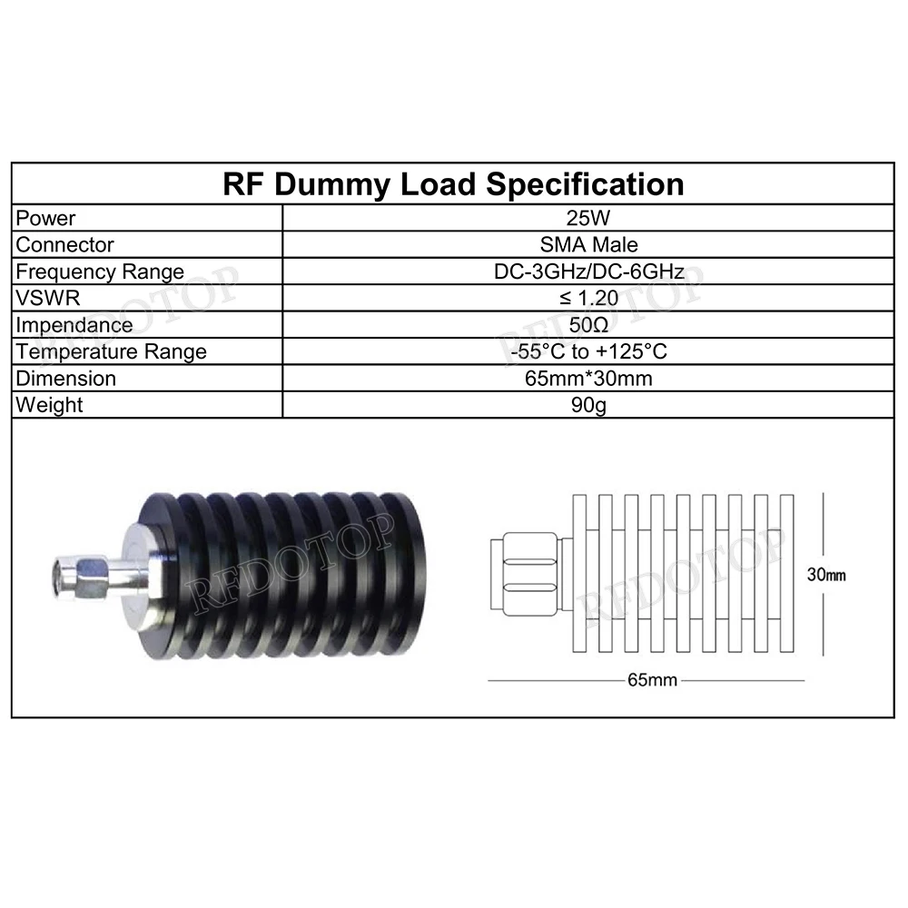 25 Вт 3 ГГц/4 ГГц/6 ГГц стандартная Коаксиальная Концевая нагрузка макета SWR &lt1 2 50 Ом