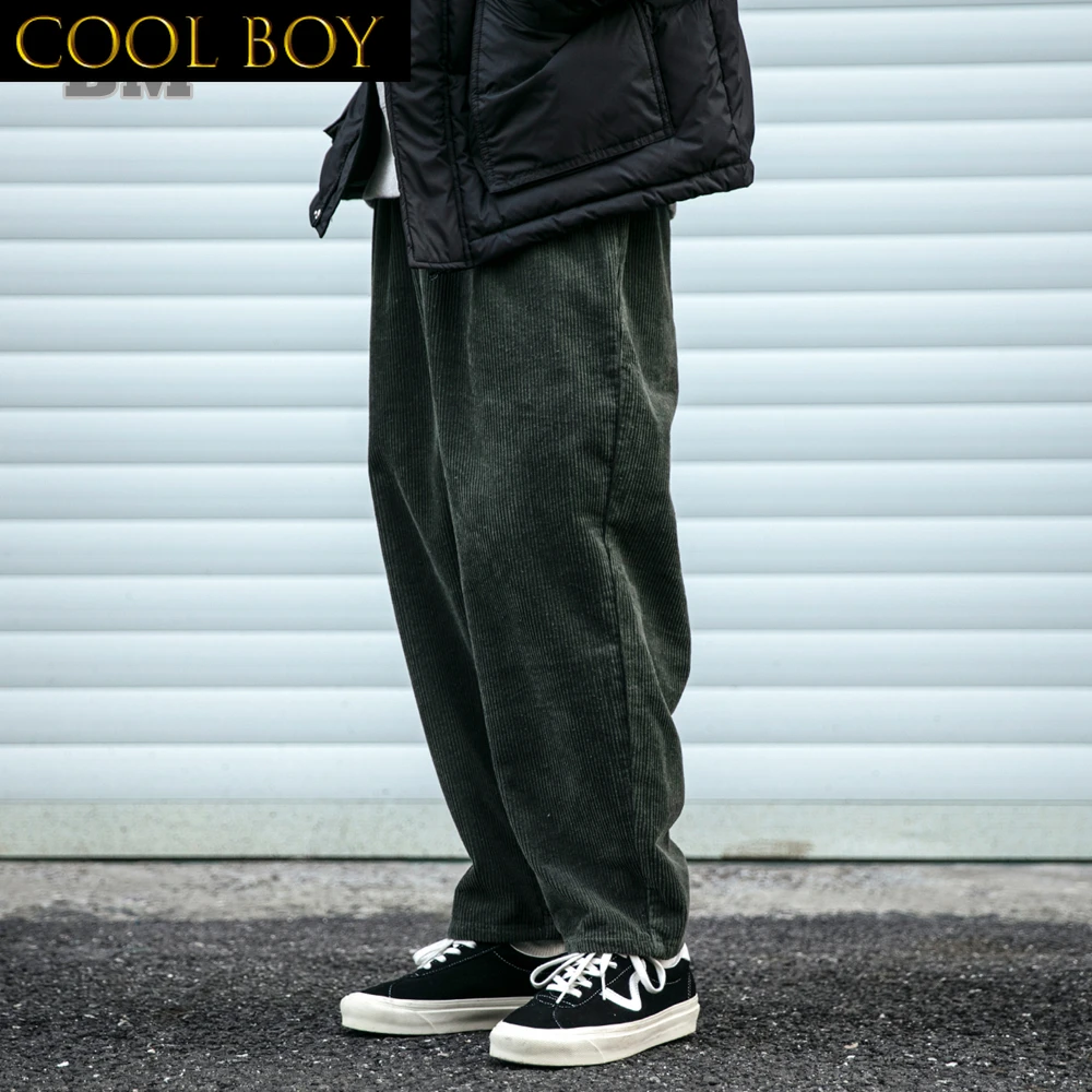J BOYS Boutique Japanese Streetwear Corduroy Casual Straight Pants Men Clothing Spring Autumn Harajuku Cargo Trousers Korean Fas