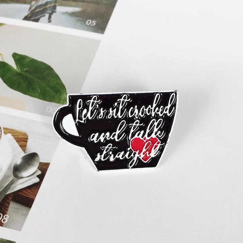 

Black Coffee Cup Enamel Pin Red Love Cup Brooch Backpack Denim Clothes Badge Versatile Jewelry