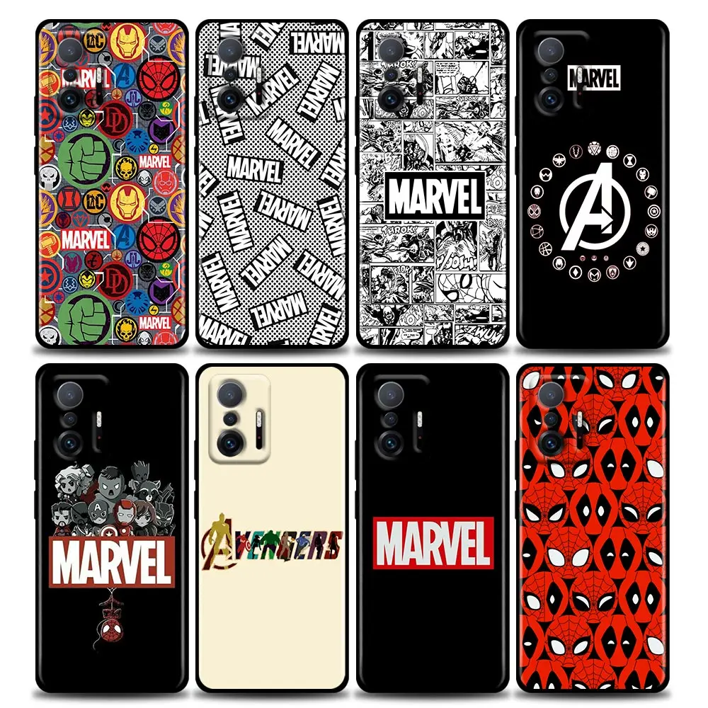 

Phone Case for Xiaomi Mi 11i 11 12 11X 11T Case Poco X3 NFC M3 Pro F3 GT M4 Silicone Cover Marvel Avengers Logo