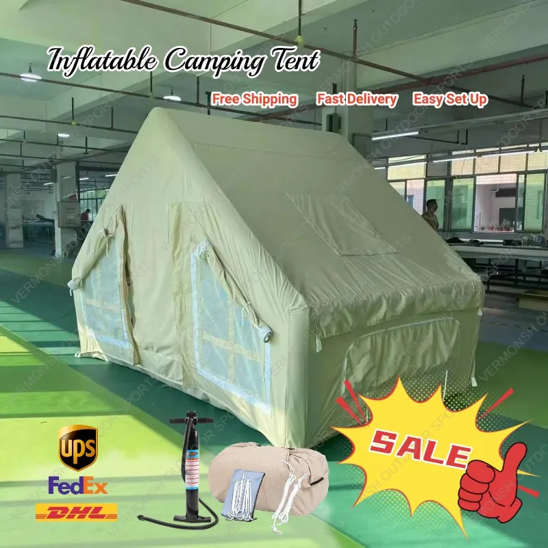 

Desert Windproof Inflatable Glamping House Portable Travel Family Camping Tent With Air Pump