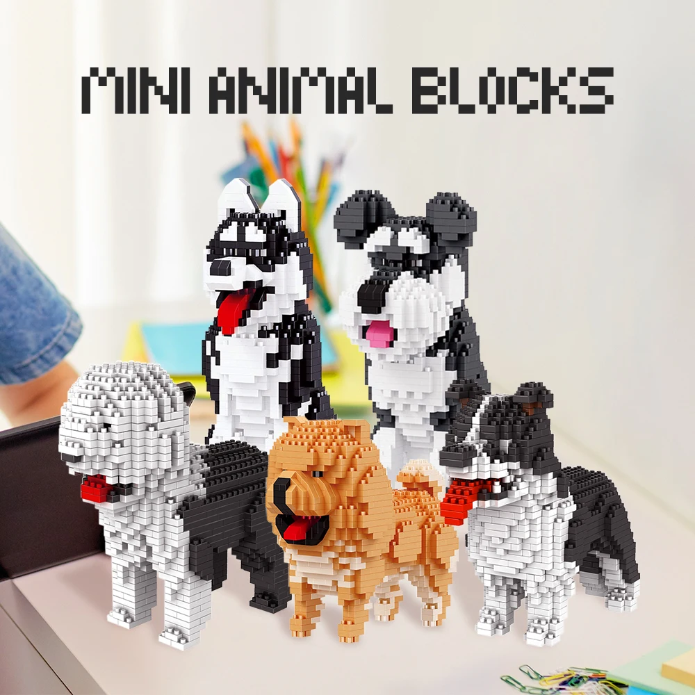 

Hot Cartoon Dog Mini Building Blocks Mini Brick Dachshund Model Toys for Children Kids Adults Gifts Dog Pets Building Blocks