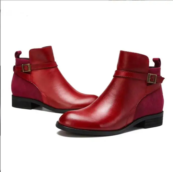 Winter Sexy Platform Shoes Women Boots pointed Toe Zipper Spring Autumn Fashion Ankle Female Belt buckle side zip dress Boots