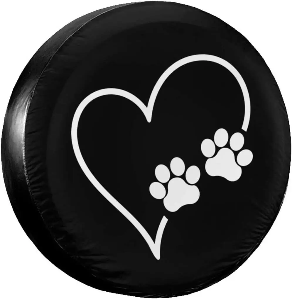 

Paws Dog Cat Heart Spare Tire Cover Waterproof Dust-Proof UV Sun Wheel Tire Cover Fit for Jeep,Trailer, RV, SUV and Many Vehicle