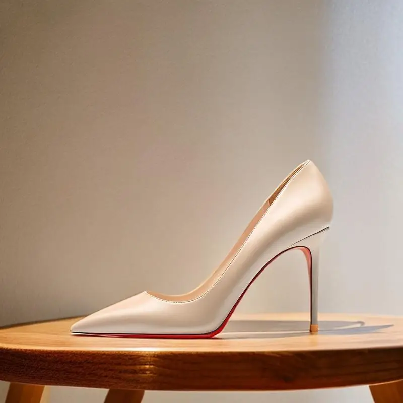 Легкая телесная черная матовая кожа с остроконечными туфлями на очень тонком