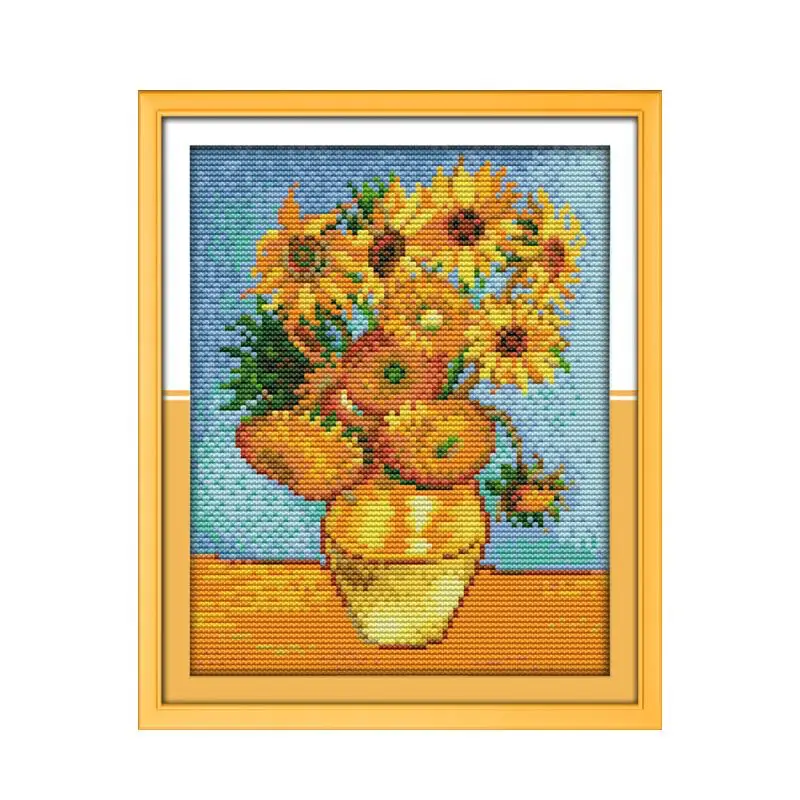 Famous sunflower painting cross stitch kit 14ct 11ct count printed canvas stitching embroidery DIY handmade needlework plus