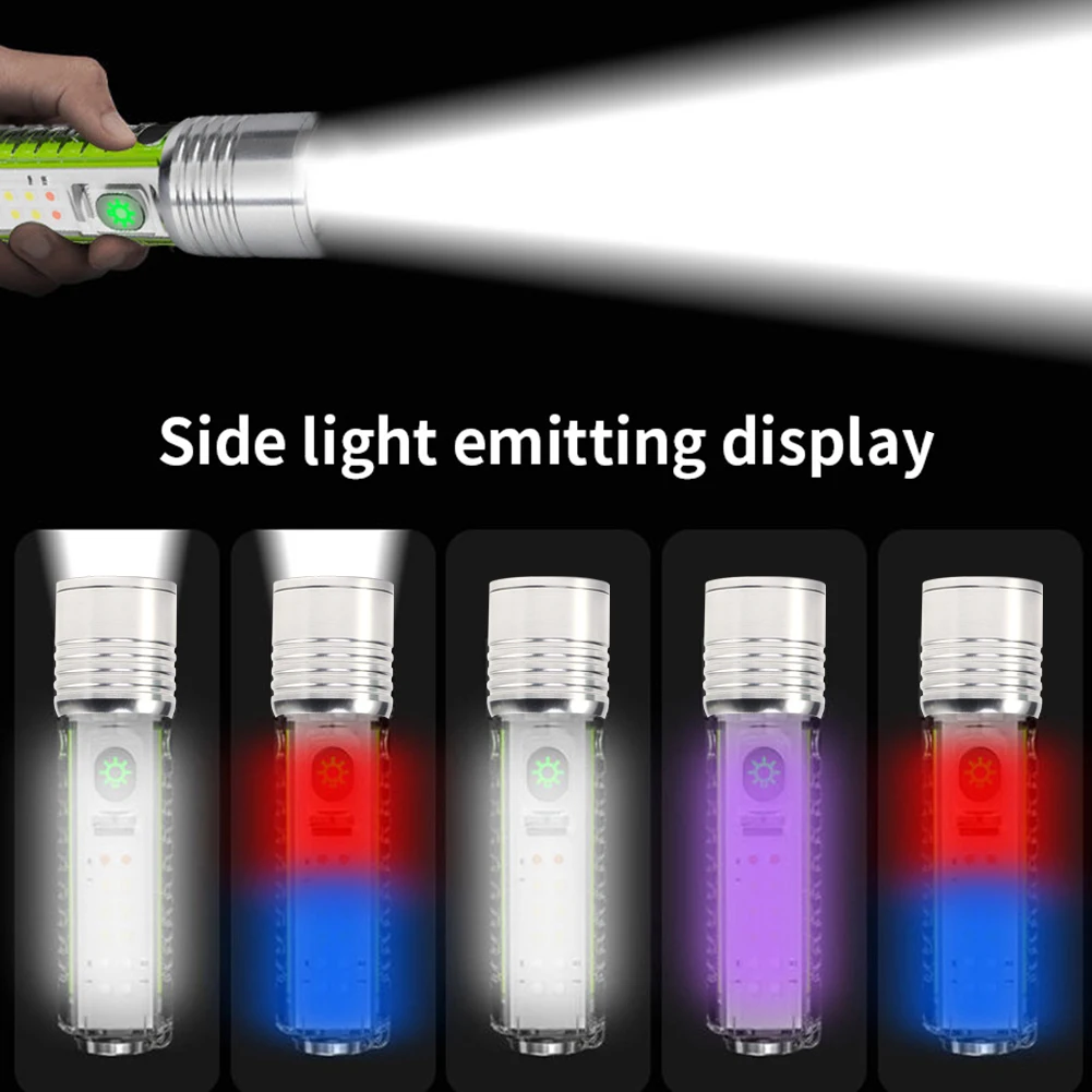 

Luminous Shell Long Distance Flashlight Telescopic Zoom Rechargeable LED Flashlight High Brightness for Outdoor Camping Hiking