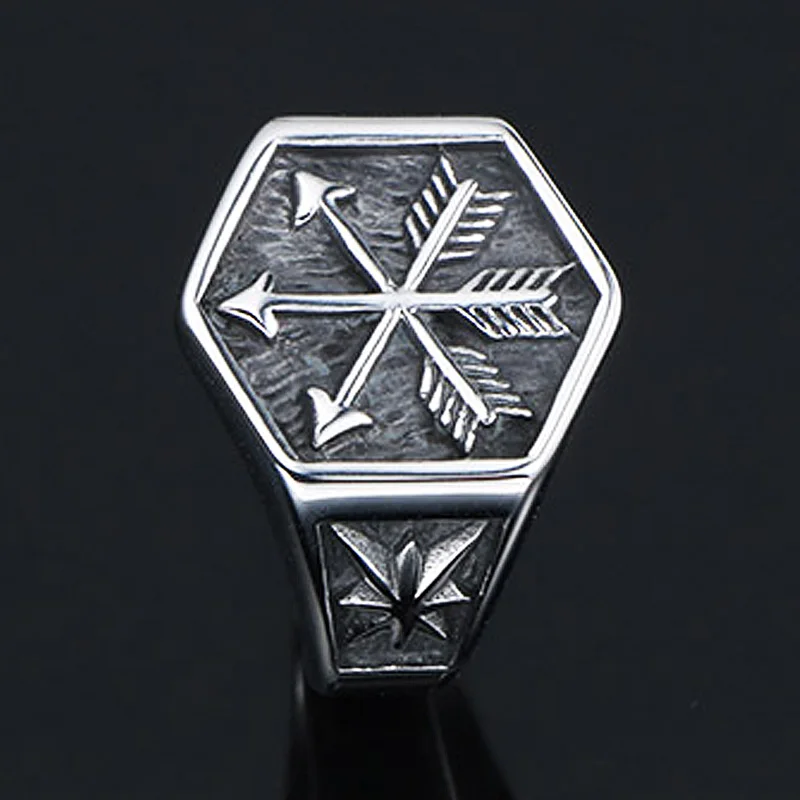 Винтажное мужское кольцо со стрелкой в стиле викингов из нержавеющей стали 316L с
