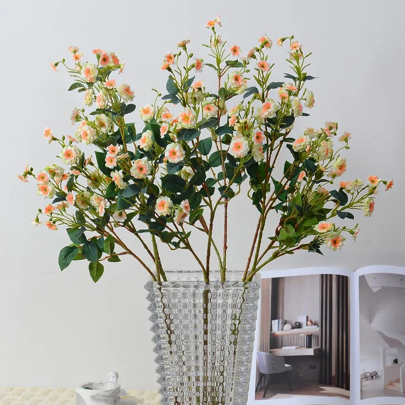 Белый искусственный шелк бутон розы цветочная ветка свадебная композиция