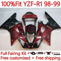 oem body for yamaha yzf1000 yzf r1 r 1 1000 yzf r1 yzf 1000 yzfr1 1998 1999 1000cc 98 99 wine red blk injection fairing 99no 39