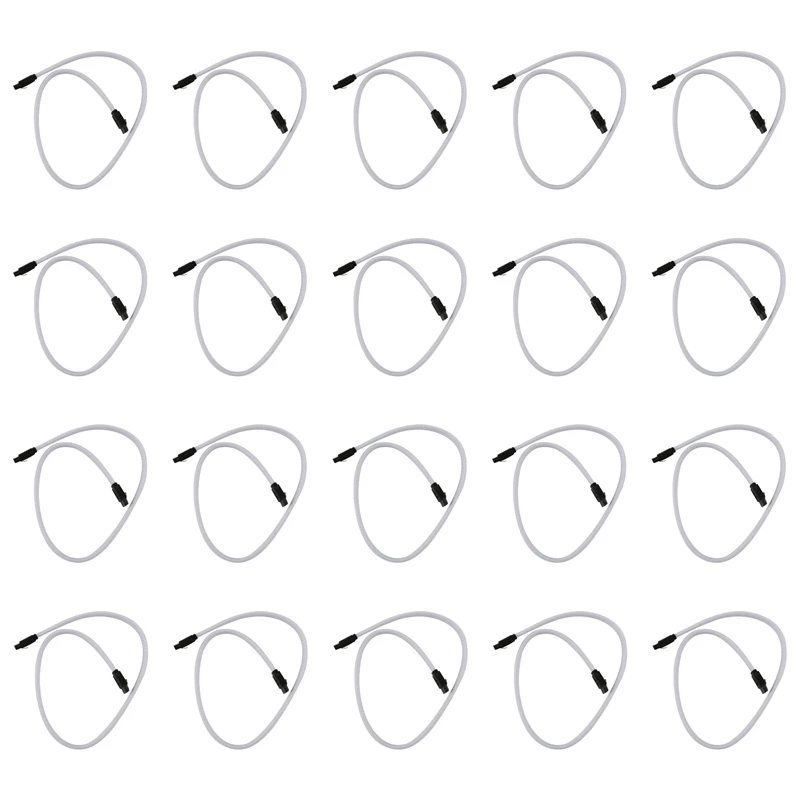 

20X 50CM SATA 3.0 III SATA3 7Pin Data Cable 6Gb/S SSD Cables HDD Cord With Nylon Sleeved Premium Version(White)