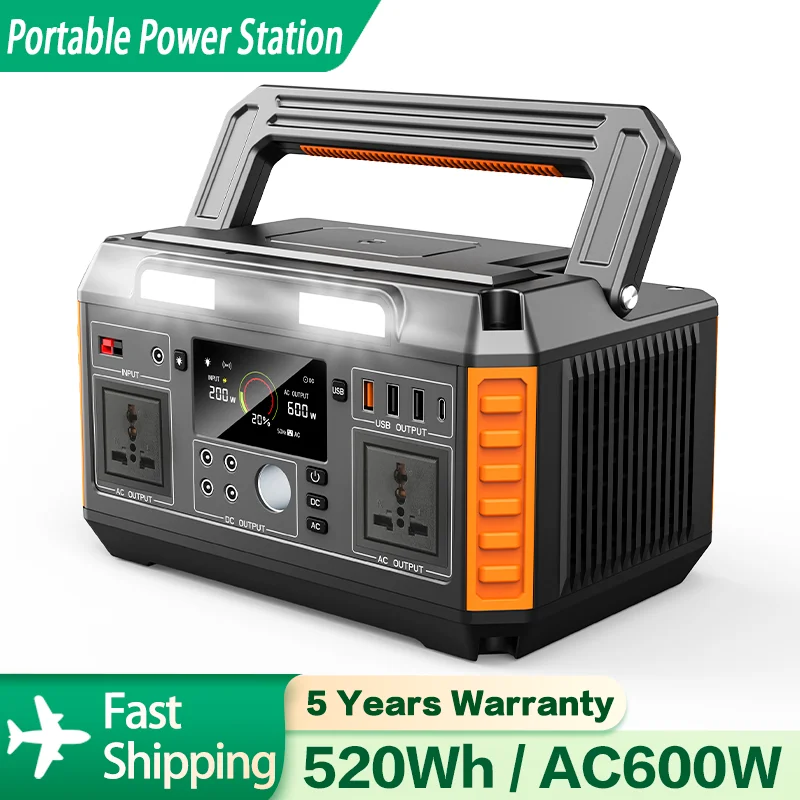

IHOPLIX 600W Portable Generator 520Wh / 140400mAh Power Station Emergency Power Supply Pure Sine Wave with DC / AC Inverter