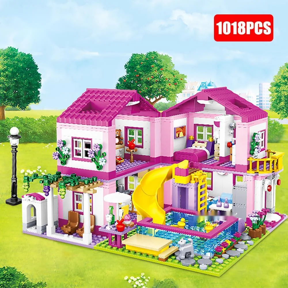 

Friends City House Summer Holiday Villa Castle Building Blocks Sets Figures Swimming Pool DIY Toys for Kids Girls Birthday Gift