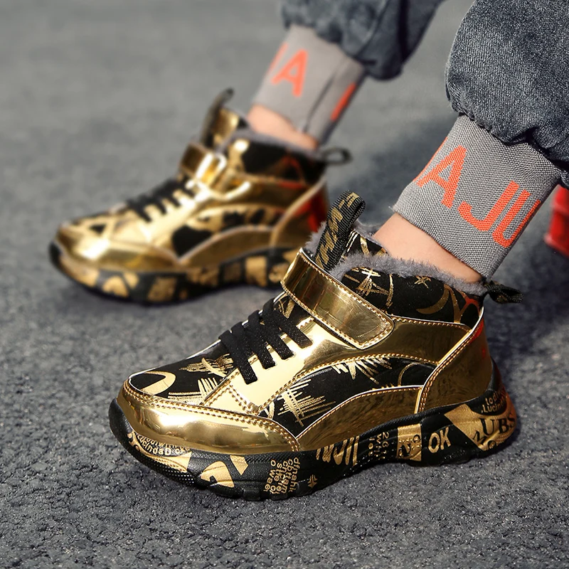 Winter Kids Sneakers Running Shoes Boys Non-slip Waterproof Casual Shoes Warm Children Fashion Teenager Trekking Sport Shoes