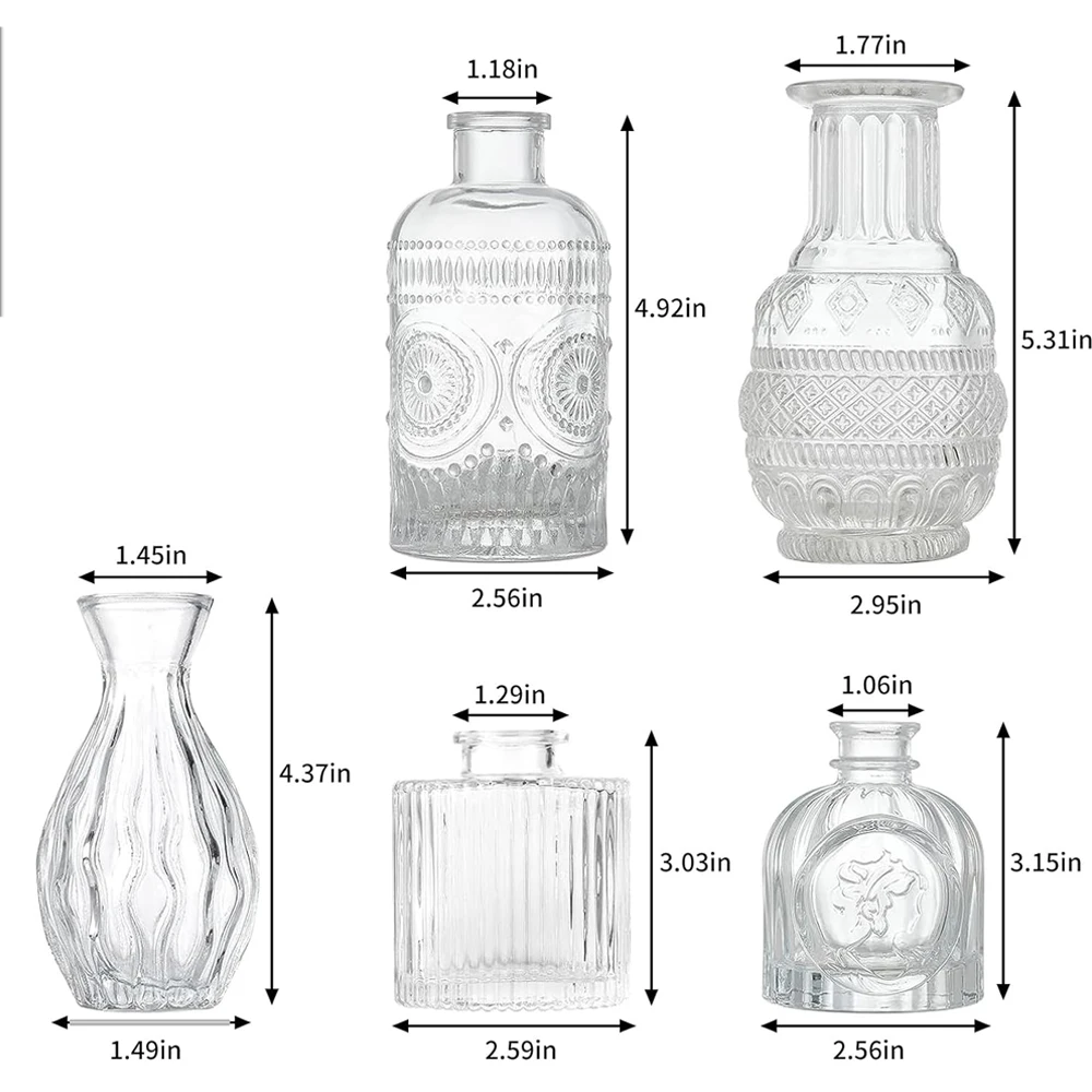 

Набор из 5 стеклянных ваз-бутонов