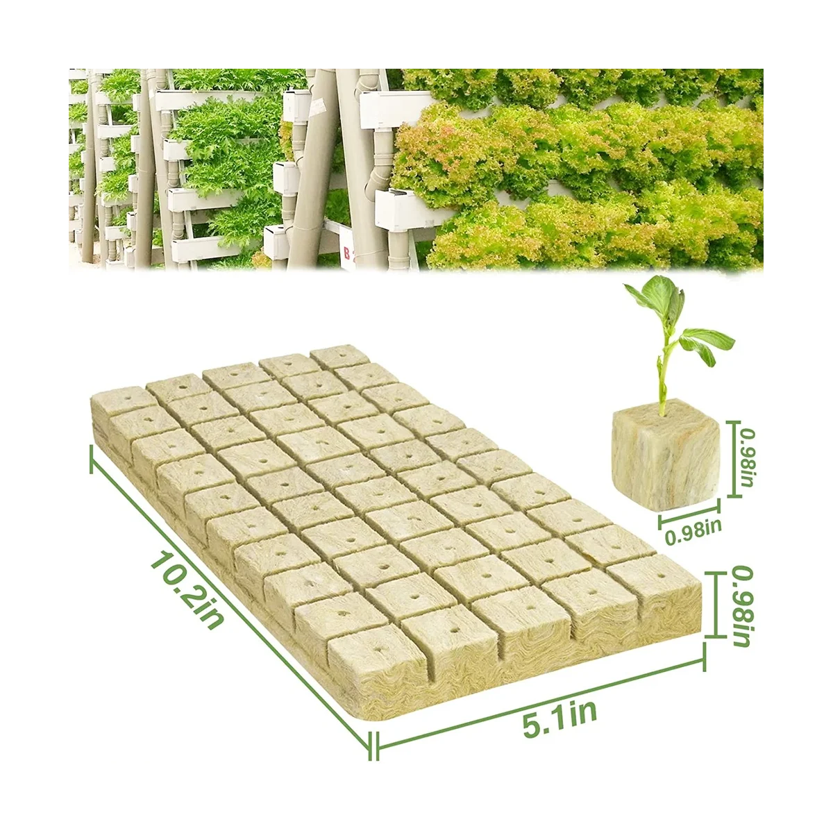 

50Pcs Stonewool Hydroponic Grow Media Starter Cubes Plant Cubes Soilless Substrate Rock Wool Plug Seedling Block