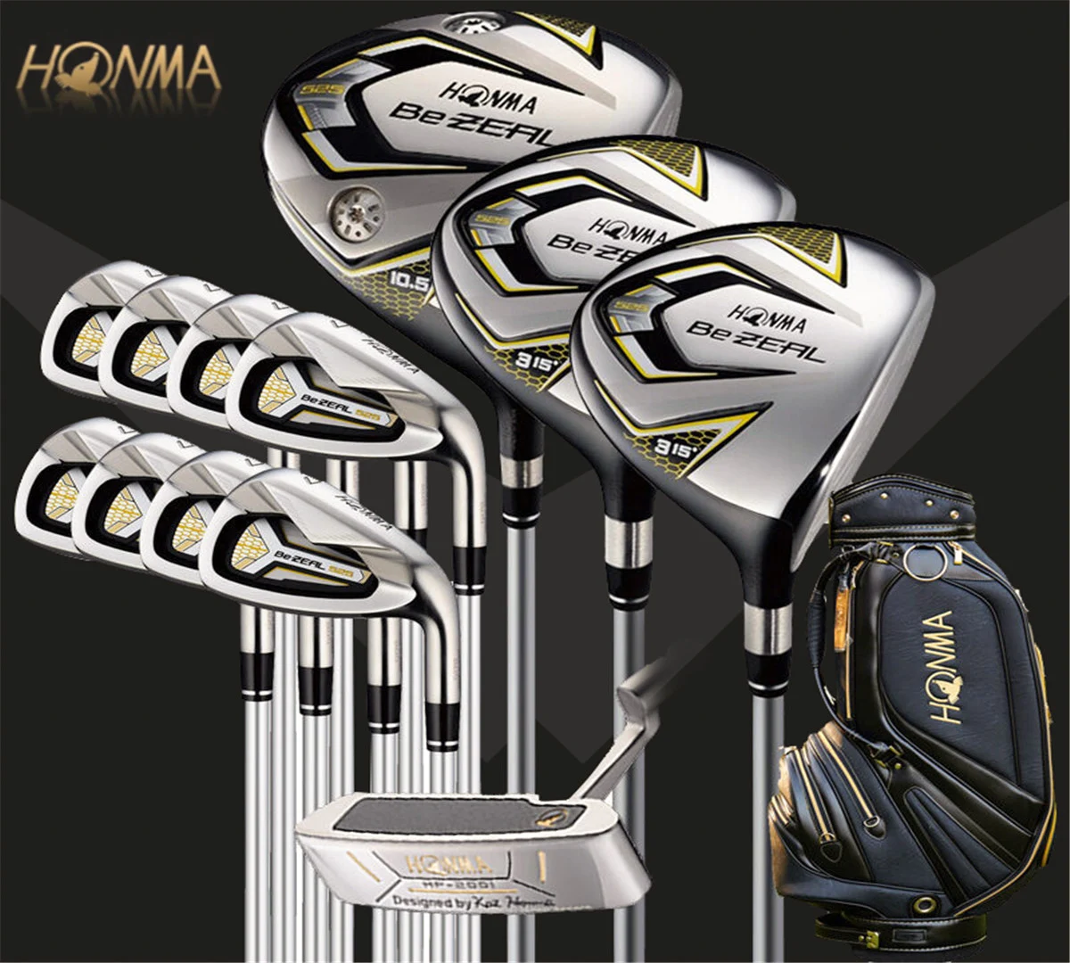 

2023 New Honma Bezeal 525 Golf Club Set 9.5/10.5 Driver + Fairway Wood Hybrid + Iron + Putter Graphite Shaft R/S/SR Flex