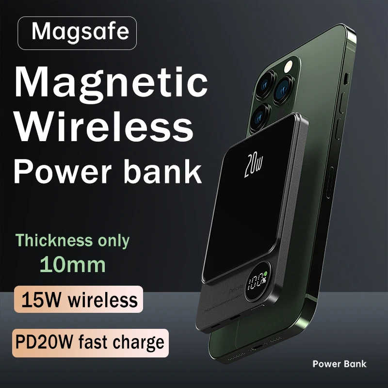 Najtaniej 10000mAh Magnetyczny Bank Mocy PD20W Magsaxing Szybkie ładowanie Zewnętrzna Bateria Dla Iphone 15W Bezprzewodowy ładowanie Powerbank Dla Huawei