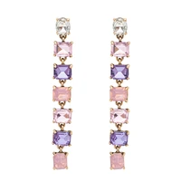 new fashion handmade crystal rhinestone earrings women long chain alloy bohemia luxurious earring girls jewelry accessories