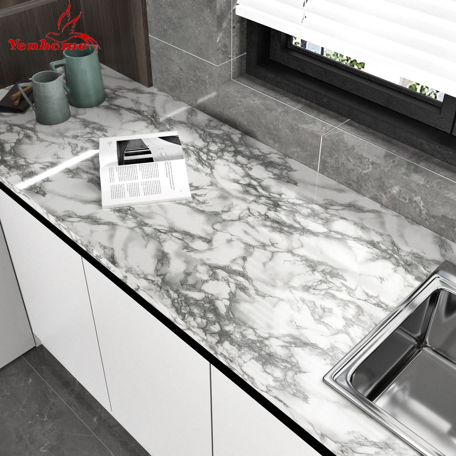 Мраморный виниловый самоклеящийся обеденный стол настенный бумажный кухонный