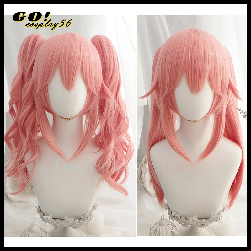 

FGO Tamamo no Mae Cosplay Wig Curly Pink Ponytails Fate Grand Order Extra Servant Caster Hair for Adult