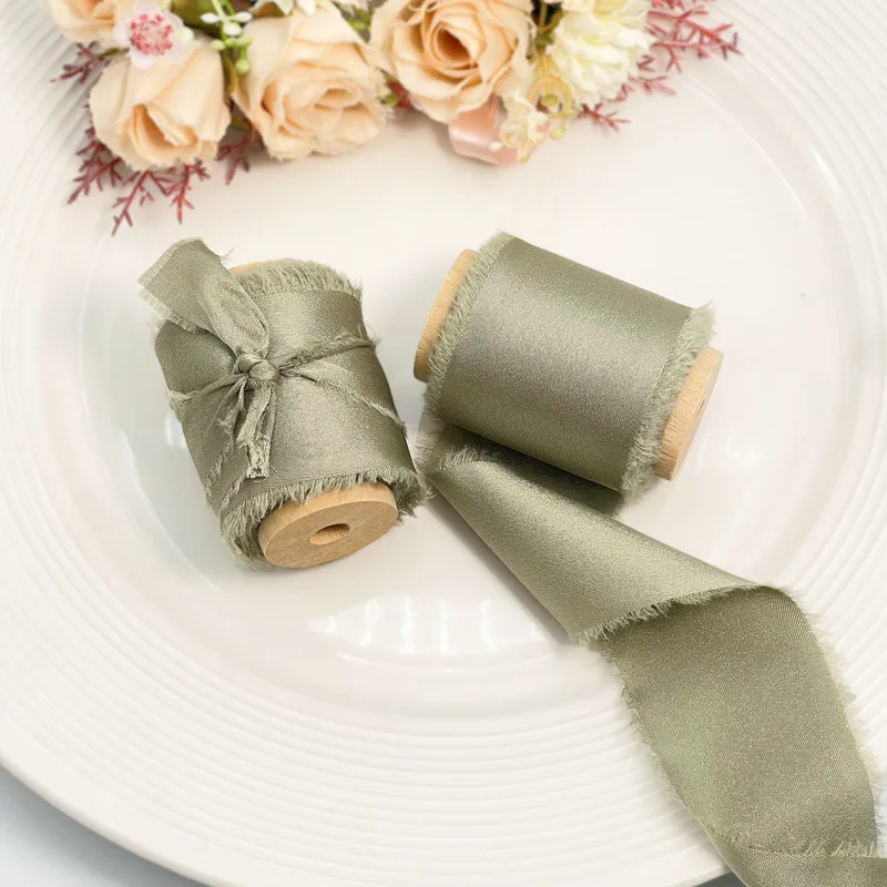 

5 шт./рулон, потертая шифоновая шелковая лента ручной работы