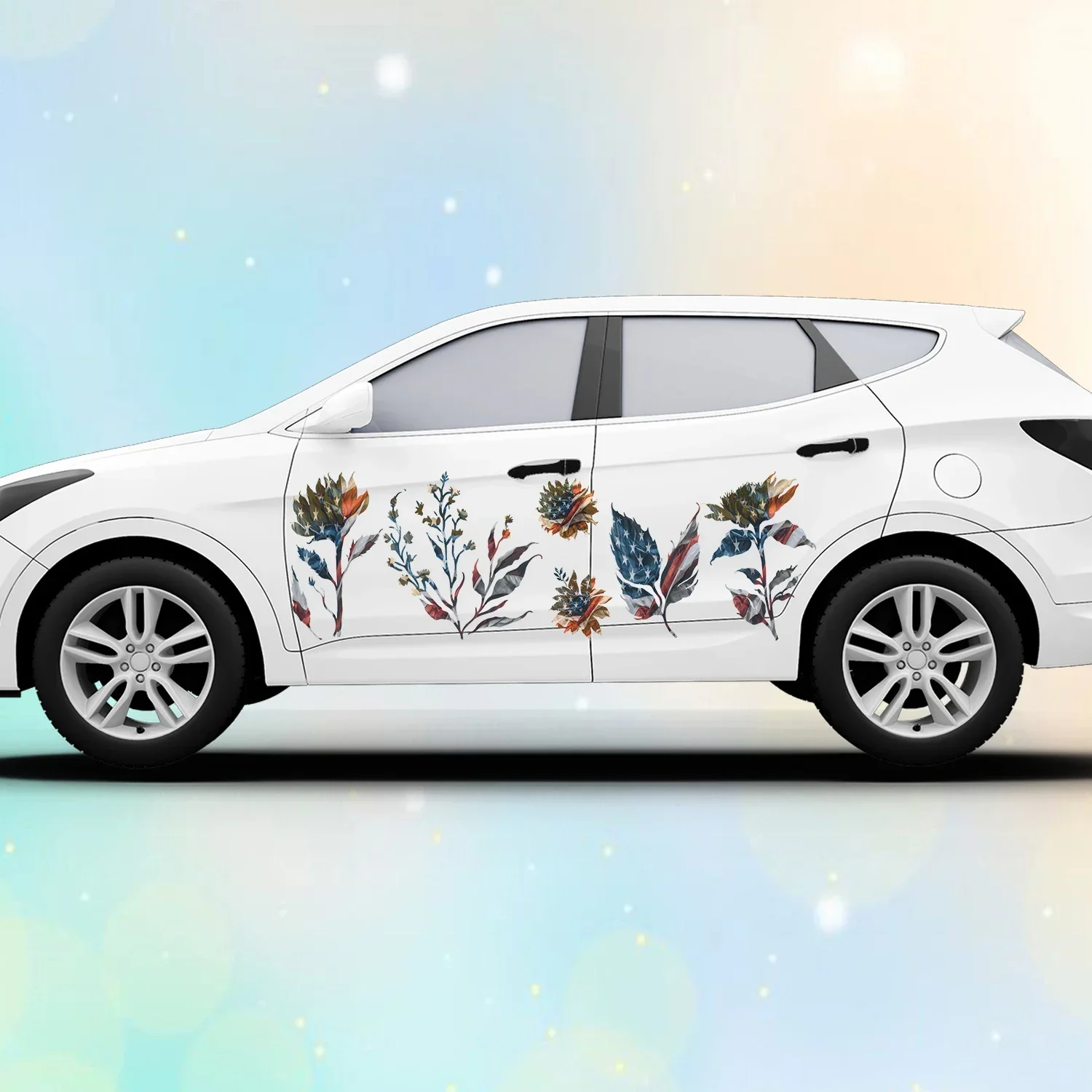Подсолнух с американским флагом большие автомобильные наклейки и на кузов