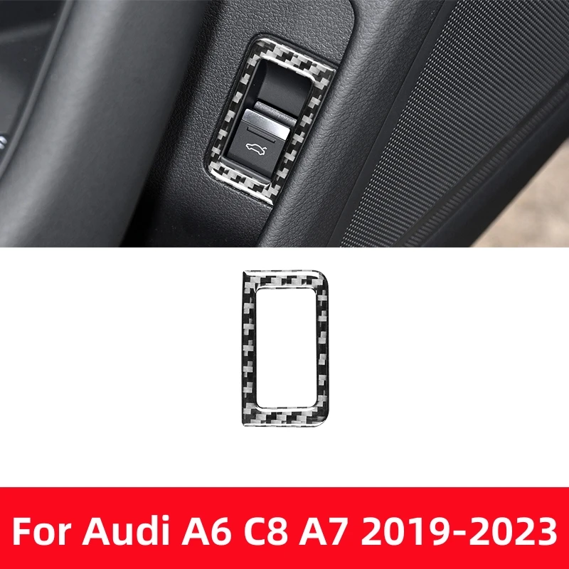 

For Audi A6L A6 C8 A7 2019-2023 Car Interior Accessories Auto Trunk Switch Trim Carbon Fiber Stickers Decoration Modification