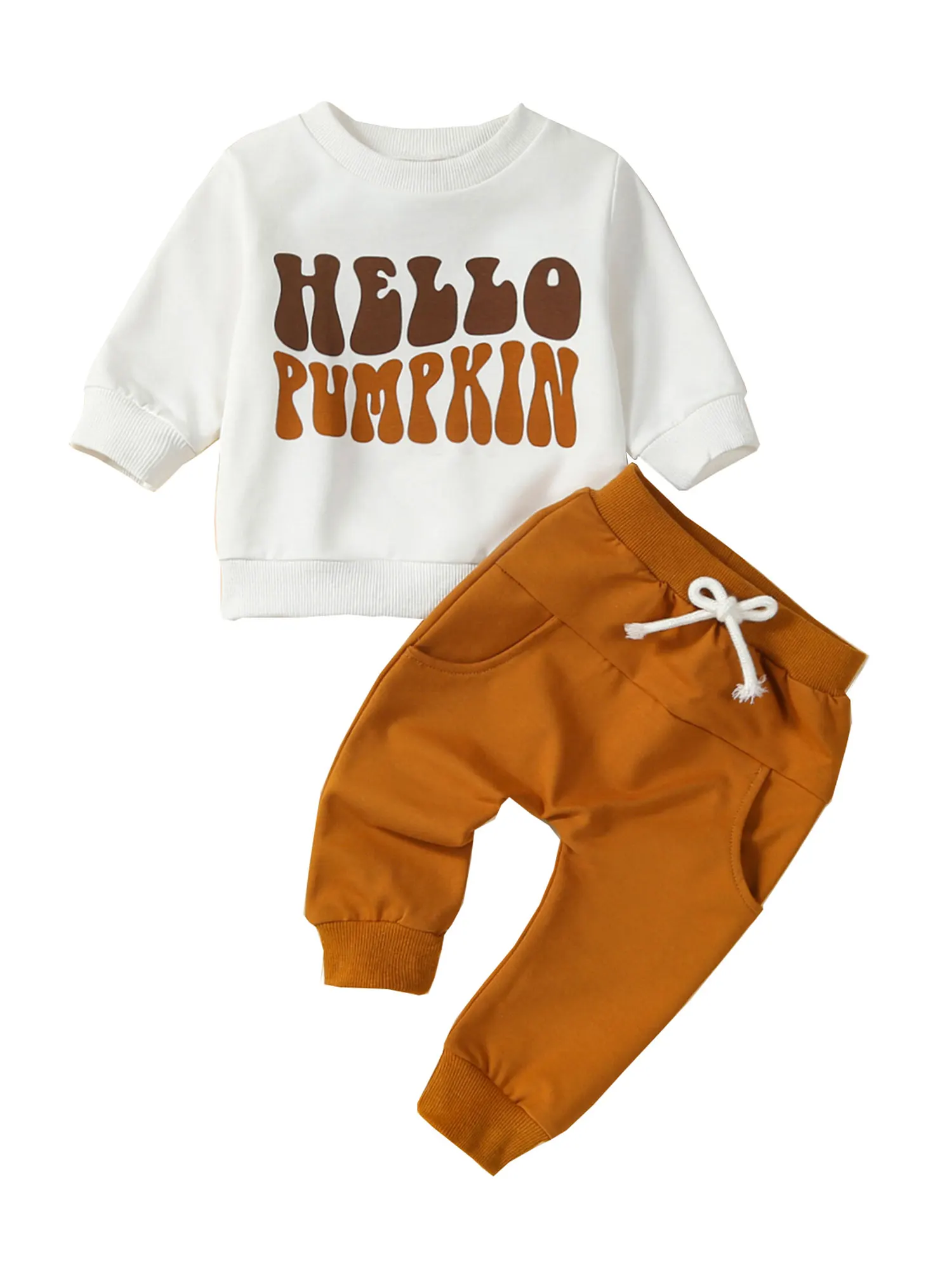 

Cute Halloween Costume for Infant Baby Boy Long Sleeve Romper Pumpkin Jumpsuit Hat Set My First Halloween Outfit