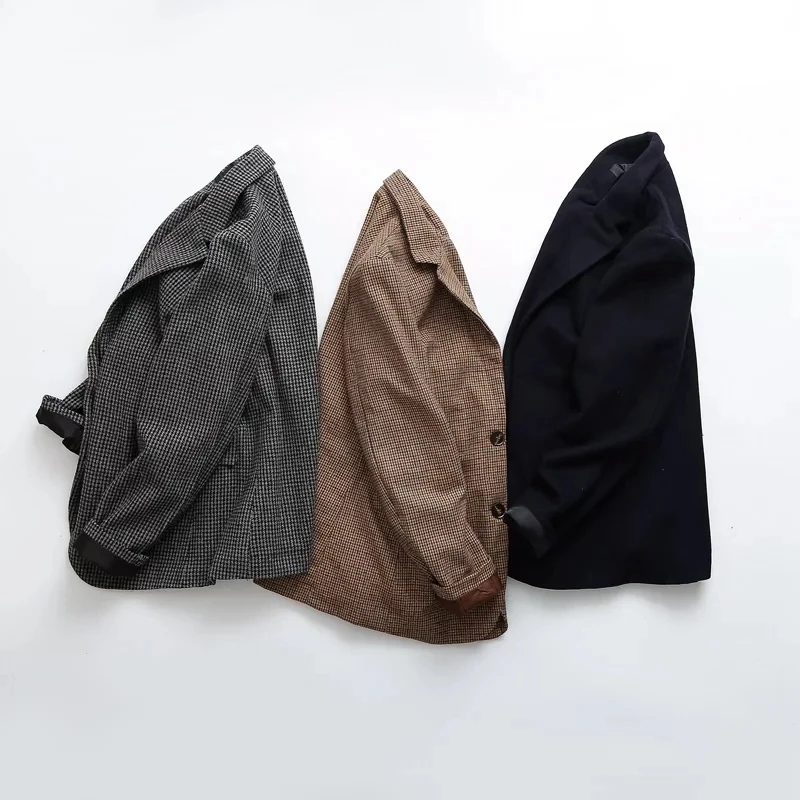 Maxdutti England Style High Street Vintage Plaid Single Breasted Fashion Blazers Casual Checked Office lady Blazers Women Tops