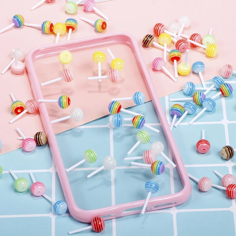 

20pcs Simulation Lollipop Miniatur Decor Cake Drop DIY Phone Case Decor Acrylic Food Decor Candy Miniature Decoration