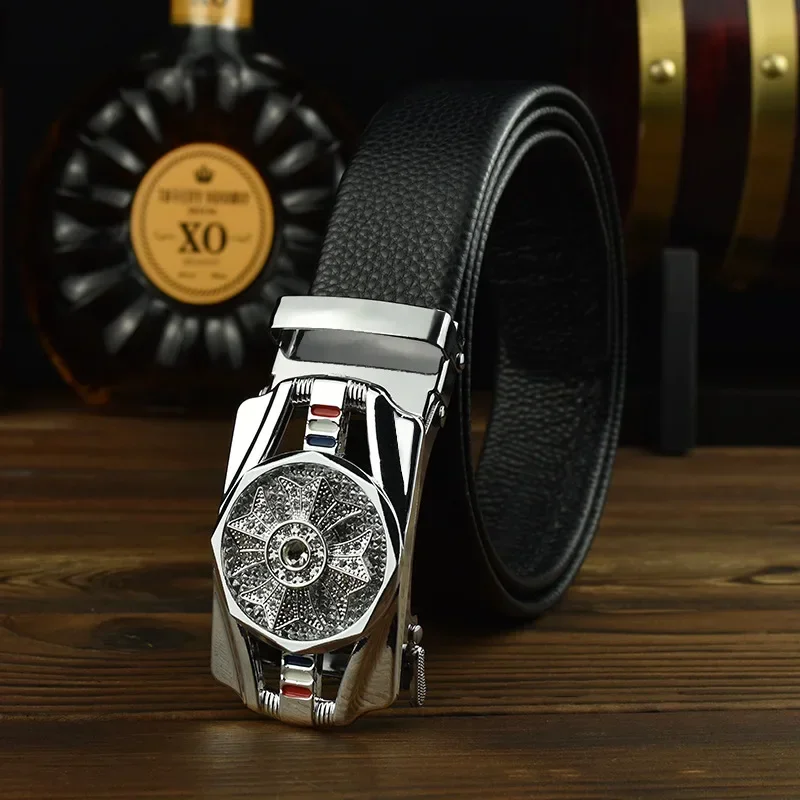 Новый мужской кожаный ремень с автоматической пряжкой высококачественный