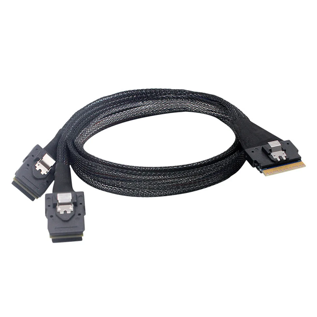 

CY Xiwai PCI-E Ultraport Slimline SAS Slim 4,0 SFF-8654 8i 74pin to Dual SFF-8087 Mini SAS Cable PCI-Express
