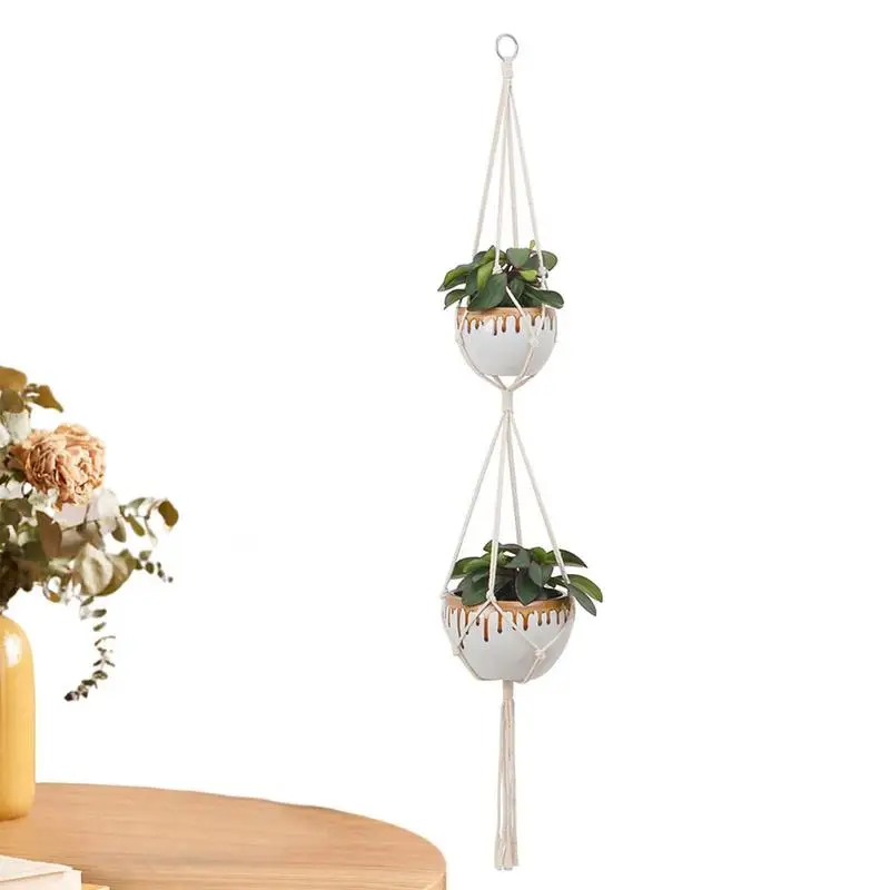 

Macrame Plant Hanger Handmade Cotton Rope Hanging Flower Basket Flower Pots Holder For Home Balcony Window Decoration