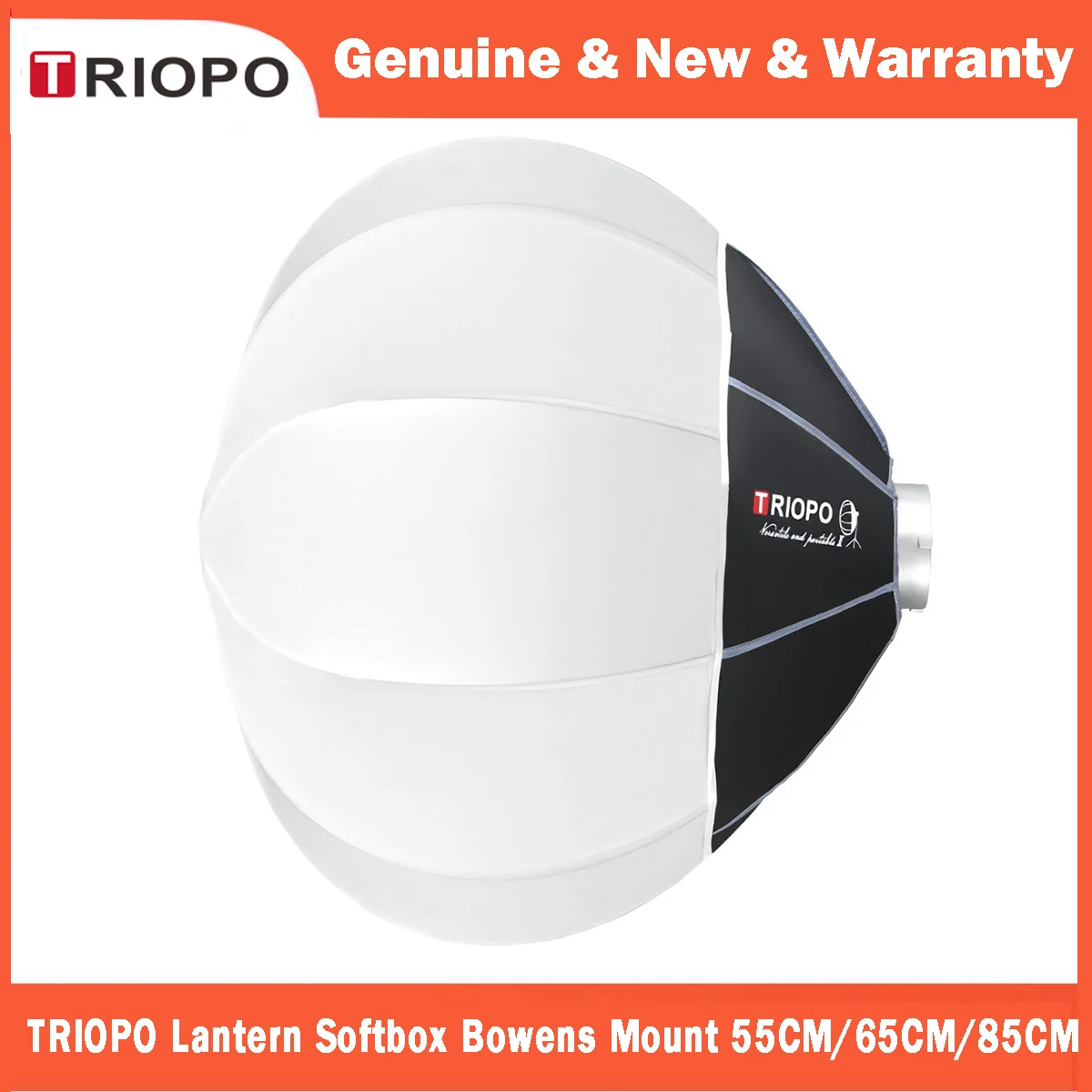 TRIOPO Lantern Softbox Light Modifier 55/65/85cm Quick Release for Sokani X100 COLBOR Godox Aputure Bowens Mount LED Video Light