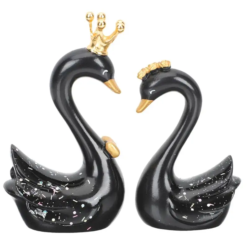 

2pcs Swan Model Statue Figurine Micro Crafts Ornament Miniatures Cute Car Interior Cake Top Decor for Love Theme Decoration