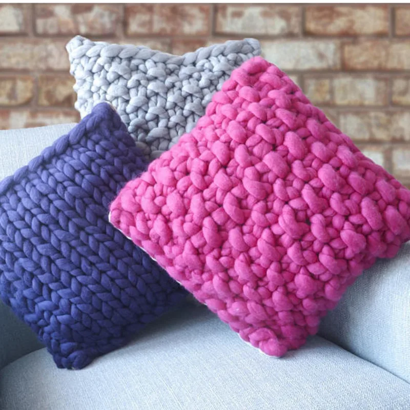 

Hand Woven Pillow Breastfeeding Cushions For Decorative Sofa Home Decor Comfort Coarse Wool Pillows Travel Plane Chair Cushion