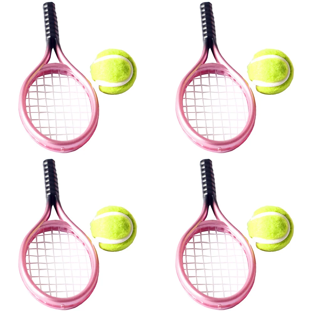 

4 Sets Tennis Racket Model Kids House Accessories Minihouse Tool Children Plastic Funny