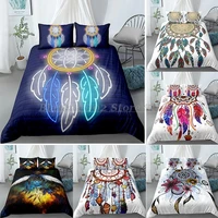 dream catcher print bedding set colorful feather duvet cover pillowcase single twin full king queen size bed bed linen