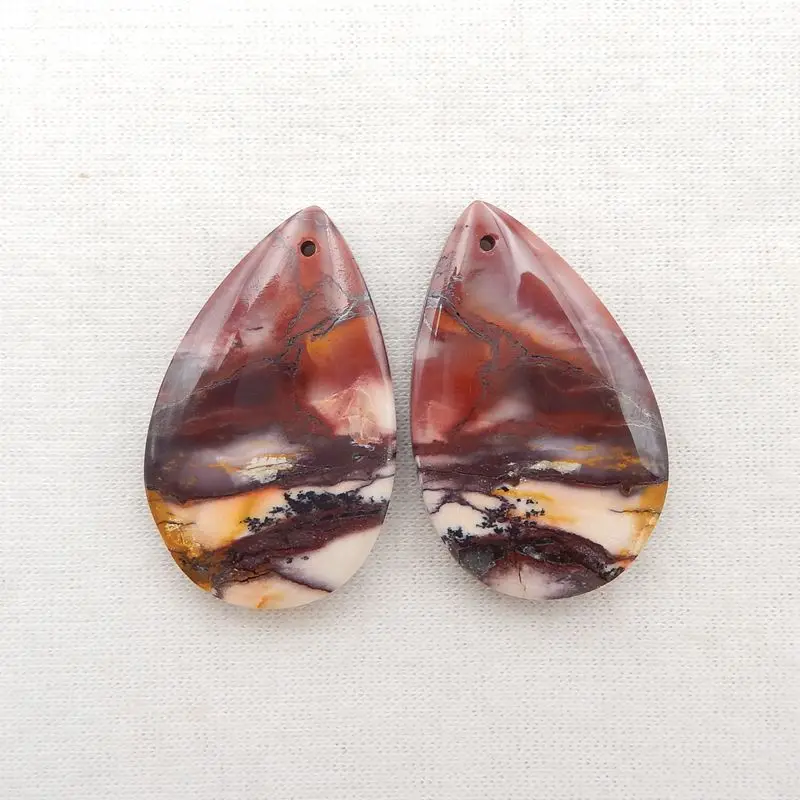 

Natural Stone Mookite Jasper Water Droplet Earring Bead 32x20x6mm 10g Semiprecious Fine Jewelry Women Earrings Accessories