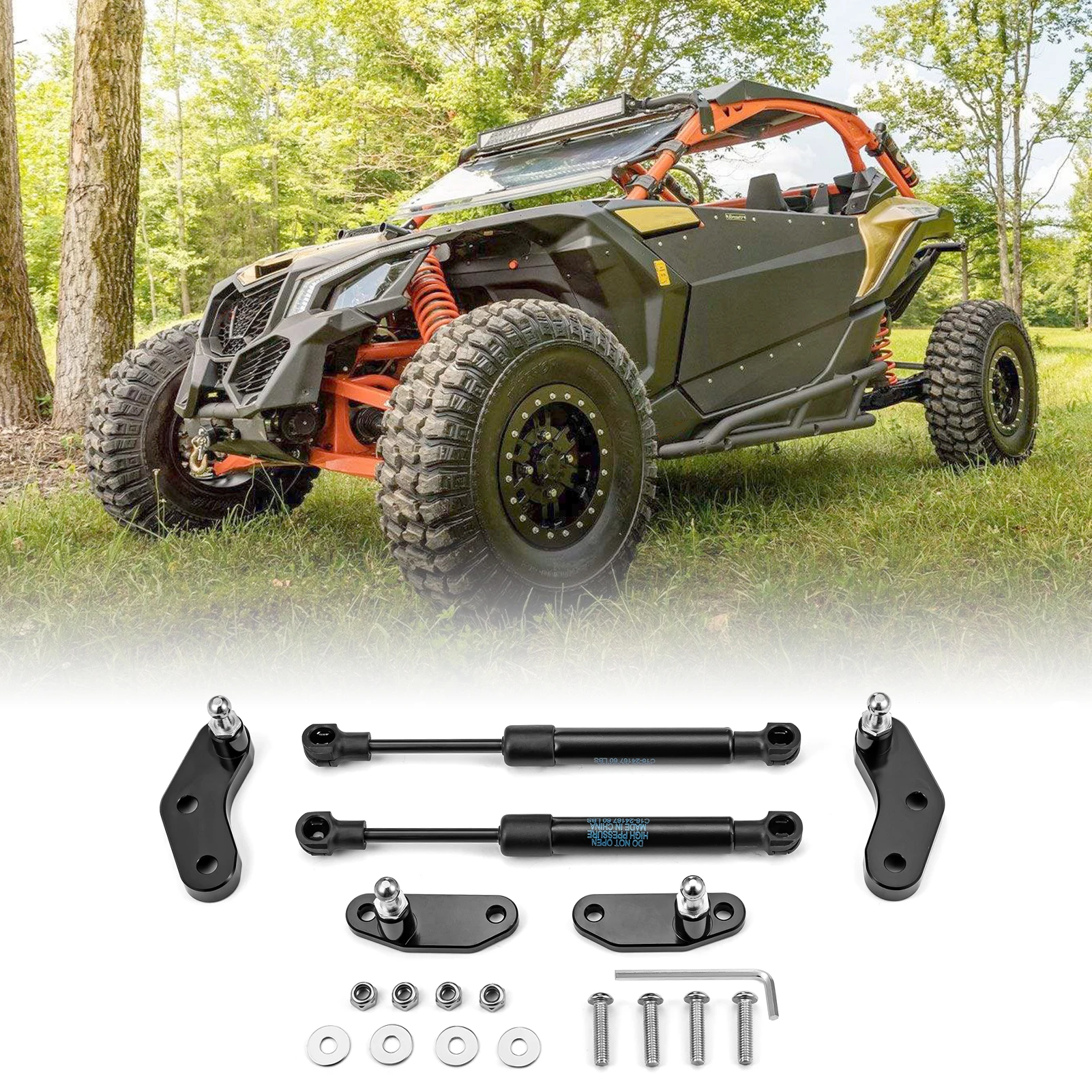 UTV Accessories For 2017-2023 Can am Maverick X3 and Maverick X3 Max Steel Anodized Black Front Rear Door Opener Kit