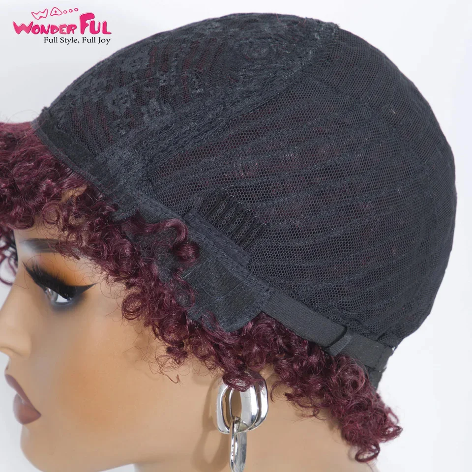 99J короткий бразильский кудрявый парик из человеческих волос Короткие парики с