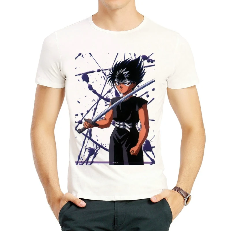 

YuYu Hakusho T Shirt For Mens Women Fashion White Color Short Sleeve Yuusuke Print Tops Tees Hiei Spring Unisex Clothes
