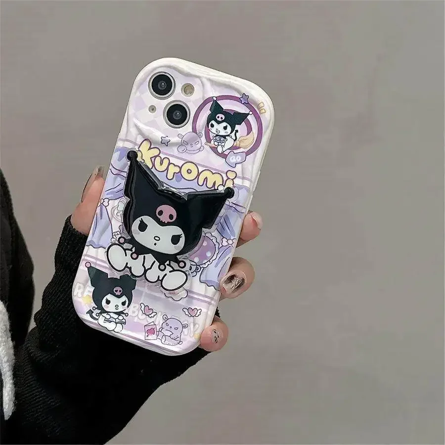 Милый чехол-кронштейн Hello Kitty Kuromi для Realme C55 C53 C63 C67 C65 C35 C33 C21Y C25Y C30 C21 C20 8 5G 10 11 12 Pro Plus