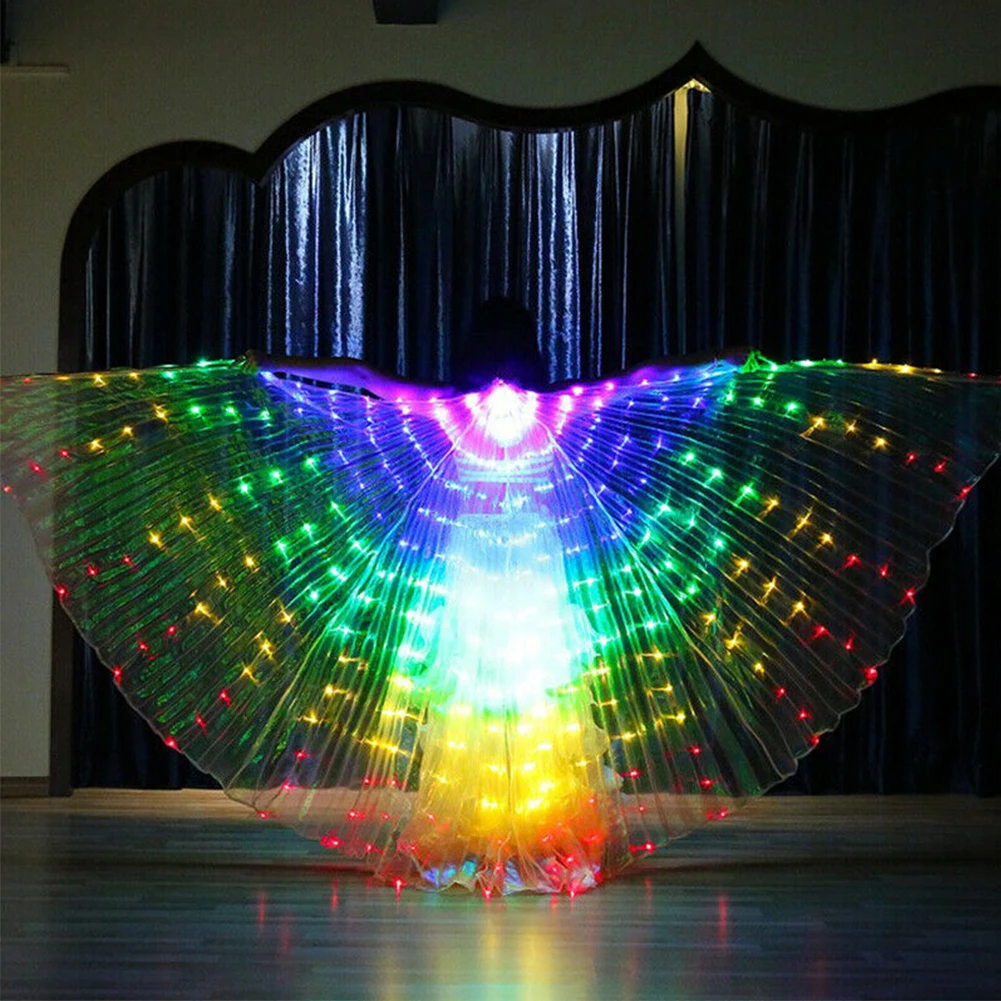 

Glowing LED Wing Performance Props Rave 360 Degrees Belly Dance Adult Shows Cosplay Light Up Stage Wear Telescopic Stick Party