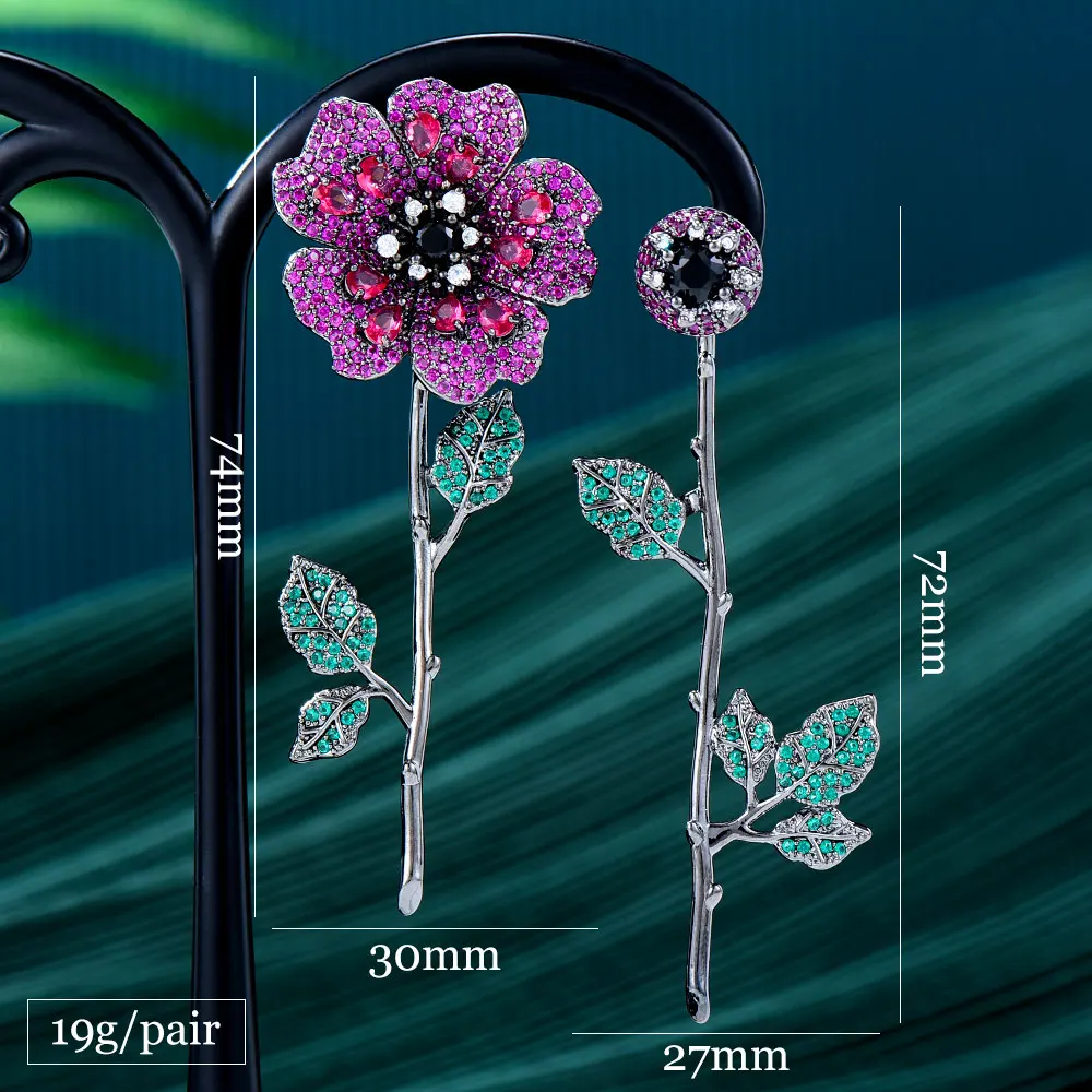 GODK 74 мм милые серьги с цветком несоответствия для женщин аксессуары полным